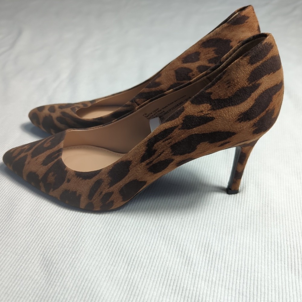 A New Day Brown Leopard Print Pumps Heels Women's Size 7.5‎ Gemm 3" - Picture 3 of 6